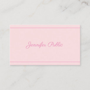 Modern Handwritten Name Elegant Pink Trendy Script Business Card