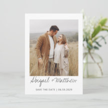 Modern Handwritten Photo Save The Date Invitation