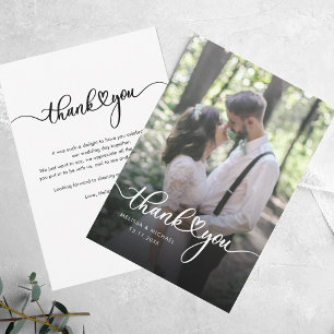 Modern Handwritten Photo Wedding Thank You Card
