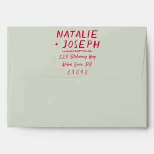Modern Handwritten Retro Bright Funky Wedding Envelope