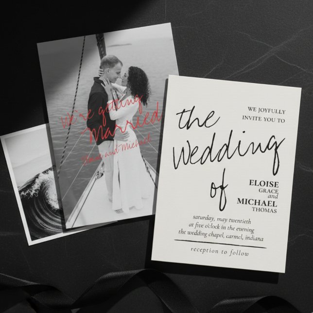 Modern Handwritten  Romantic Photo Wedding Invitation (Modern Handwritten Romantic Photo Wedding Invitation
)