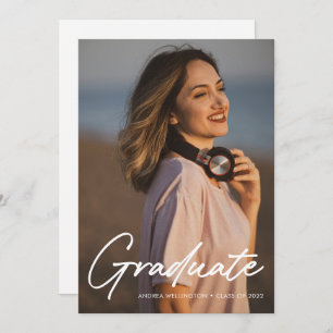 Modern Handwritten Script 1 Photo Graduation  Anno Announcement