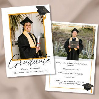 Modern Handwritten Script 2 Photo Graduation Announcement