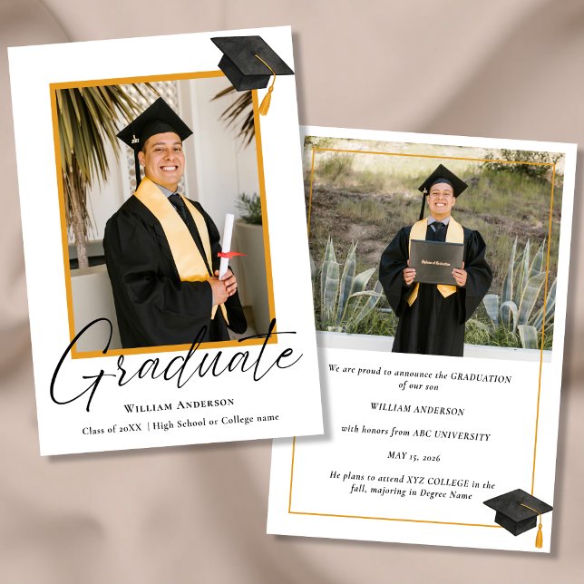 Modern Handwritten Script 2 Photo Graduation Announcement (Creator Uploaded)