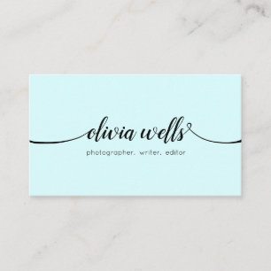  Modern Handwritten Script Calligraphy Aqua Blue Business Card