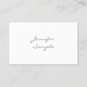 Modern Handwritten Script Charming Unique Plain Business Card