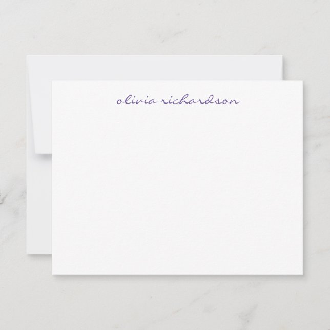 Modern Handwritten Script Chic Dark Purple Violet Card (Front)