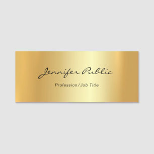Modern Handwritten Script Elegant Gold Template Name Tag