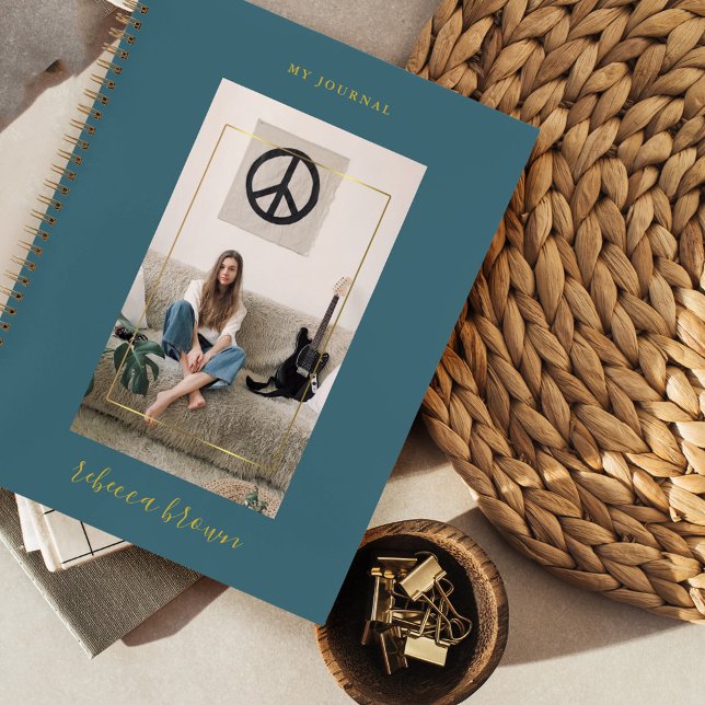 Modern Handwritten Script Gold Photo Frame Notebook (Creator Uploaded)