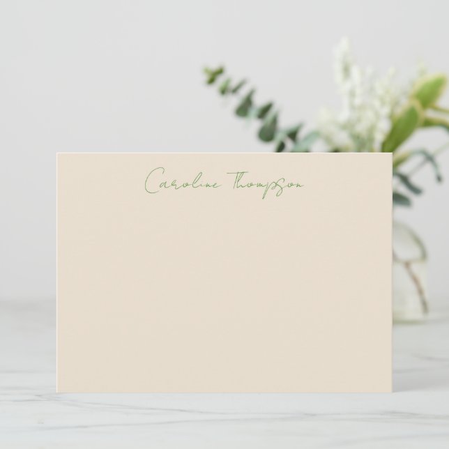 Modern Handwritten Script Green Personalised Name  Card (Standing Front)