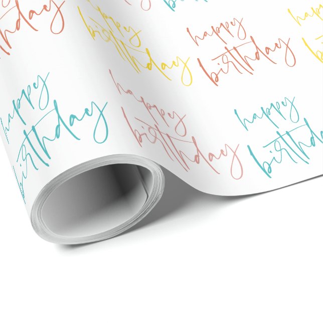 Modern Handwritten Script Happy Birthday Wrapping Paper (Roll Corner)