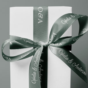 Modern Handwritten Script Initials & Names Wedding Satin Ribbon