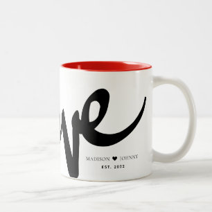 Modern Handwritten Script Love Add Your Name Two-Tone Coffee Mug