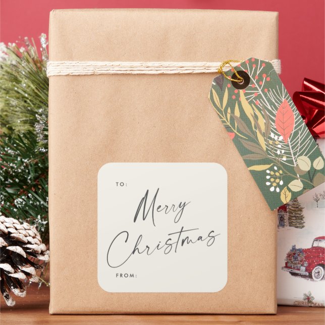 Modern Handwritten Script Merry Christmas Gift Tag (Holiday)