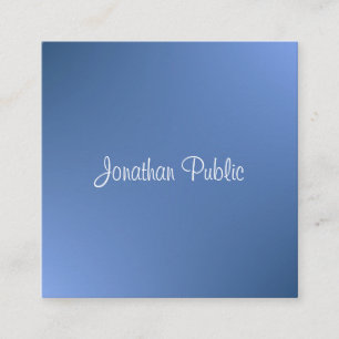 Modern Handwritten Script Name Blue Template Square Business Card