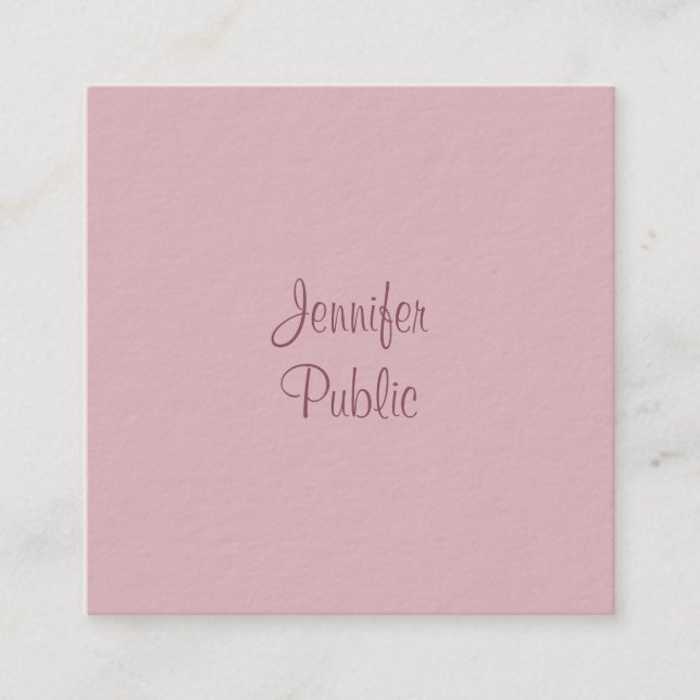 Modern Handwritten Script Name Template Elegant Square Business Card (Front)