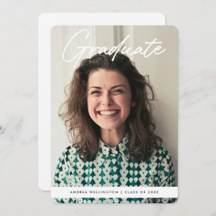 Modern Handwritten Script Photo Graduation  Announcement