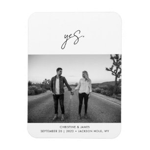 Modern Handwritten Script Photo Wedding Magnet