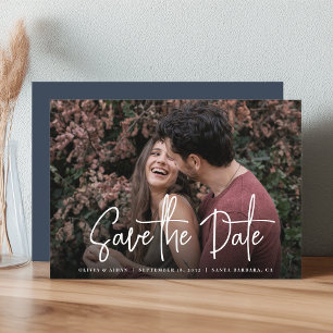 Modern Handwritten Script Photo Wedding Save The Date