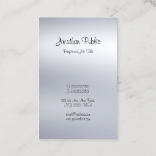 Modern Handwritten Script Silver Sophisticated Business Card