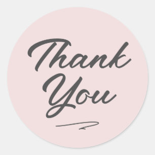 Modern Handwritten Script Thank You Blush Pink Classic Round Sticker