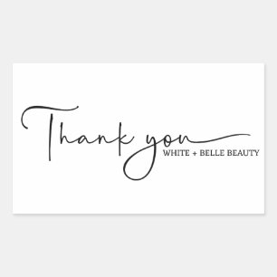 Modern Handwritten Script Thank You Business Rectangular Sticker