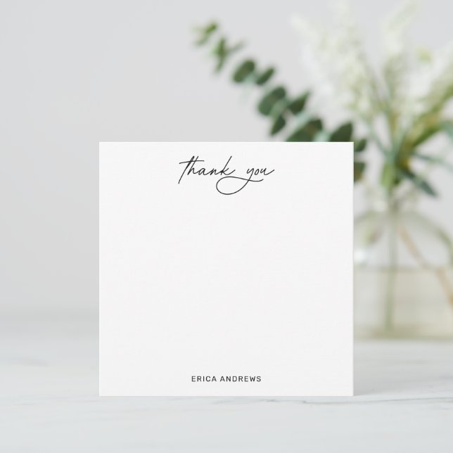 Modern Handwritten Script Thank You Flat Card (Standing Front)