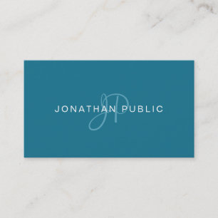 Modern Handwritten Script Turquoise Plain Trendy Business Card