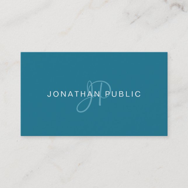 Modern Handwritten Script Turquoise Plain Trendy Business Card (Front)