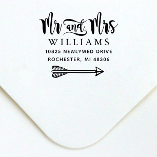 Modern Handwritten Script Wedding Monogram Self-inking Stamp