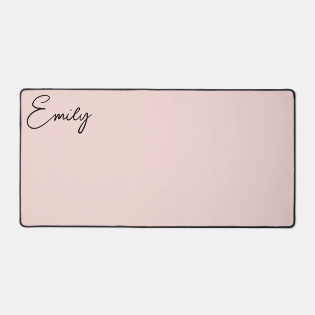 Modern Handwritten Signature Script Blush Desk Mat (Front)