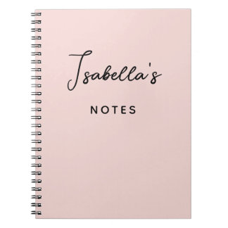 Modern Handwritten Signature Script Blush Notebook