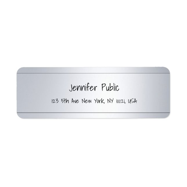 Modern Handwritten Silver Elegant Return Address (Front)