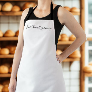 Modern Handwritten Stylish Employee Name Apron
