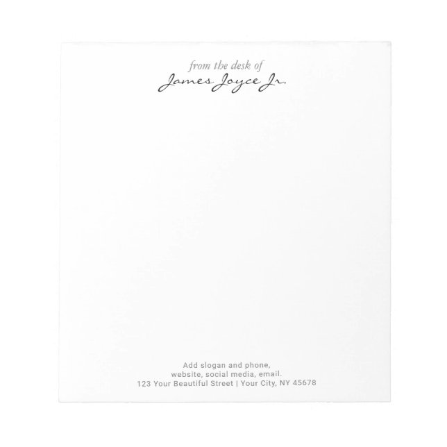 Modern Handwritten Stylish From The Desk Of Notepad (Front)