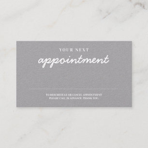Modern Handwritten Stylish Grey Reminder Appointment Card