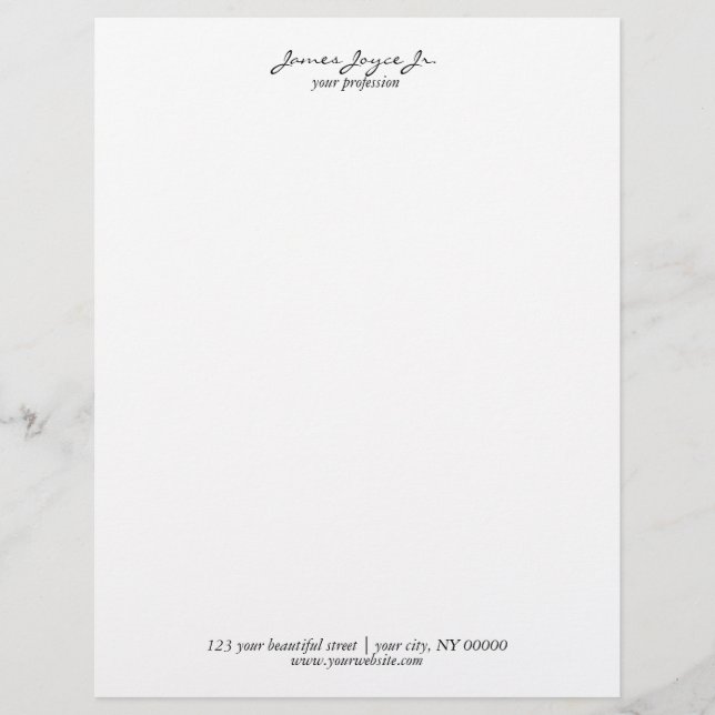 Modern Handwritten Stylish Minimalist Luxury Custom Letterhead (Front)