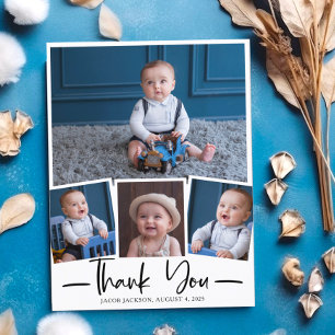 Modern Handwritten Thank You Photo Collage Card