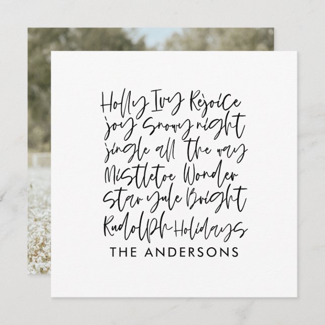 Modern Handwritten typography Holiday Photo Cards (Front/Back)
