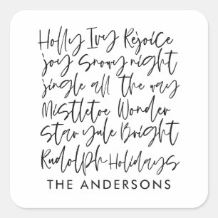 Modern Handwritten typography Holiday Photo Cards Square Sticker