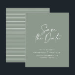 Modern handwritten typography wedding announcement<br><div class="desc">Modern classy typography bold wedding save the date card. With modern,  elegant typography and striped backer design. Colours can be customised.</div>