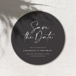 Modern handwritten typography wedding announcement<br><div class="desc">Modern classy typography bold wedding save the date card. With modern,  elegant typography and striped backer design. Colours can be customised.</div>