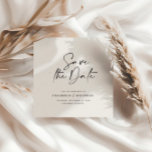Modern handwritten typography wedding announcement<br><div class="desc">Modern classy typography bold wedding save the date card. With modern,  elegant typography and striped backer design. Colours can be customised.</div>