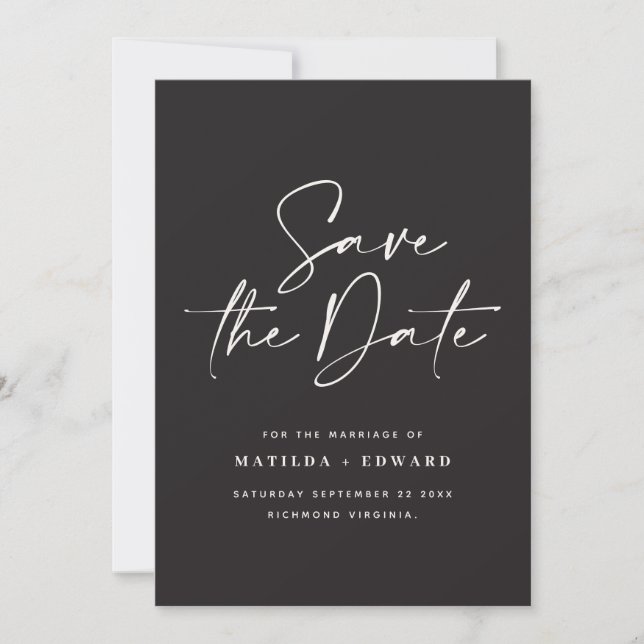 Modern handwritten typography wedding announcement (Front)