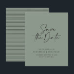 Modern handwritten typography wedding announcement<br><div class="desc">Modern classy typography bold wedding save the date card. With modern,  elegant typography and striped backer design. Colours can be customised.</div>