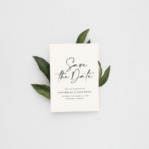 Modern handwritten typography wedding black white  postcard