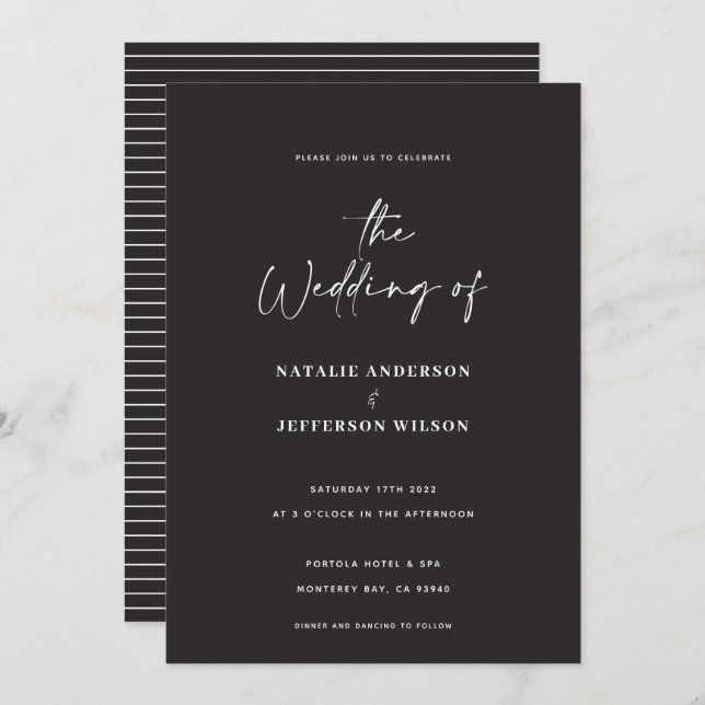 Modern handwritten typography wedding invitation (Front/Back)