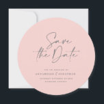 Modern handwritten typography wedding pink grey save the date<br><div class="desc">Modern classy typography bold wedding save the date card. With modern,  elegant typography and striped backer design. Colours can be customised. Pink and grey.</div>