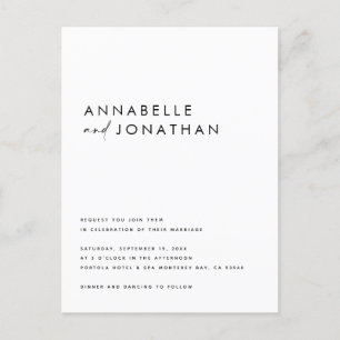 Modern handwritten typography wedding  postcard