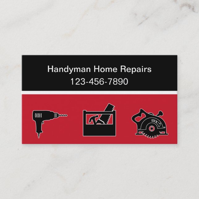 Modern Handyman Business Cards (Front)